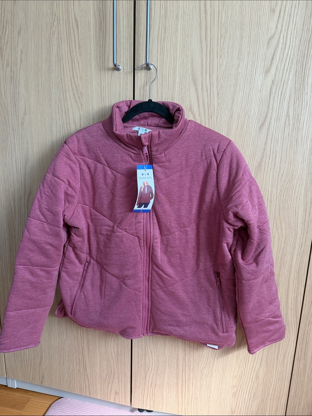Three Dots Mauve Quilted Zip-Up Jacket